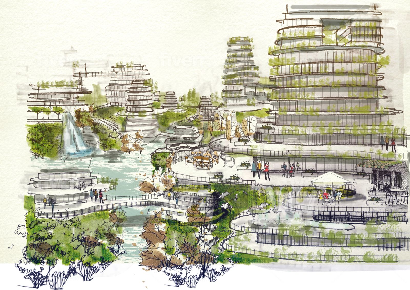 Eco-city concept sketch